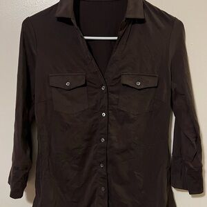 J. McLaughlin Chocolate Brown button down Shirt Womens S
